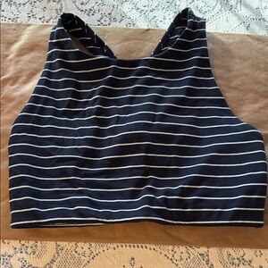 Navy and White Striped sports bra